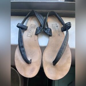 Bridget Handcrafted Black Leather Women's Sandals